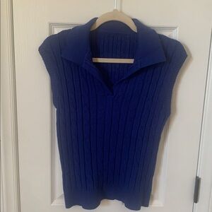 Women’s Blue Polo Sleeveless Cable Knit Sweater Unbranded  Pit to Pit 16”